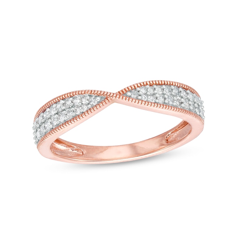 0.23 CT. T.W. Diamond Multi-Row Twist Shank Band in 10K Rose Gold