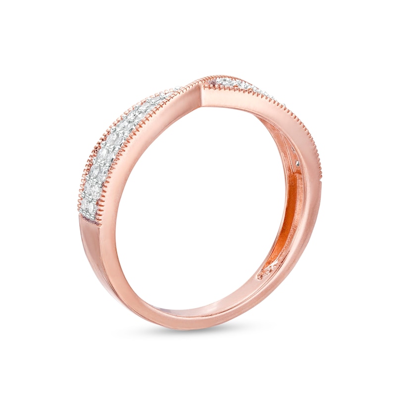 0.23 CT. T.W. Diamond Multi-Row Twist Shank Band in 10K Rose Gold