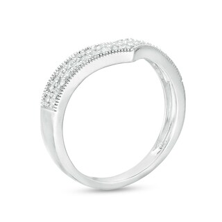0.29 CT. T.W. Diamond Multi-Row Chevron Band in 10K White Gold