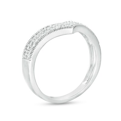 0.29 CT. T.W. Diamond Multi-Row Chevron Band in 10K White Gold