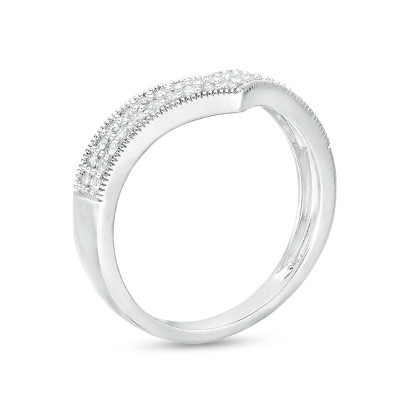 0.29 CT. T.W. Diamond Multi-Row Chevron Band in 10K White Gold