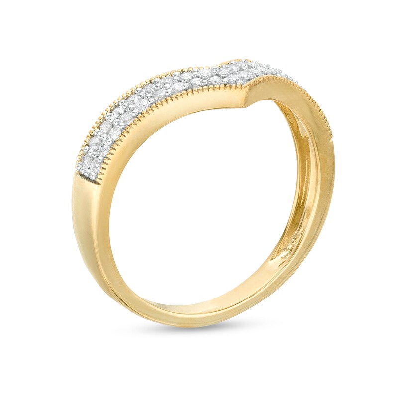 0.29 CT. T.W. Diamond Multi-Row Chevron Band in 10K Gold