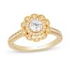 Thumbnail Image 0 of Enchanted Disney Merida 0.69 CT. T.W. Diamond Double Twist Frame Floral Engagement Ring in 14K Gold
