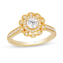 Enchanted Disney Merida 0.69 CT. T.W. Diamond Double Twist Frame Floral Engagement Ring in 14K Gold