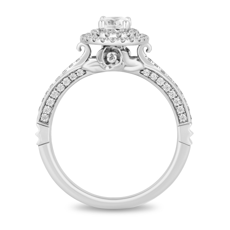 Enchanted Disney Cinderella 0.95 CT. T.W. Oval Diamond Double Frame Engagement Ring in 14K White Gold|Peoples Jewellers