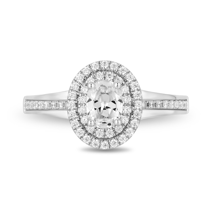 Main Image 4 of Enchanted Disney Cinderella 0.95 CT. T.W. Oval Diamond Double Frame Engagement Ring in 14K White Gold