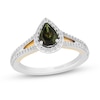 Thumbnail Image 0 of Enchanted Disney Tinker Bell Pear-Shaped Green Tourmaline and 0.37 CT. T.W. Diamond Engagement Ring in 14K Two-Tone Gold