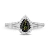 Thumbnail Image 3 of Enchanted Disney Tinker Bell Pear-Shaped Green Tourmaline and 0.37 CT. T.W. Diamond Engagement Ring in 14K Two-Tone Gold