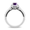 Enchanted Disney Villains Ursula Cushion-Cut Amethyst and 0.29 CT. T.W. Diamond Frame Engagement Ring in 14K White Gold