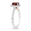 Thumbnail Image 1 of Enchanted Disney Snow White Cushion-Cut Garnet and 0.29 CT. T.W. Diamond Frame Engagement Ring in 14K Two-Tone Gold