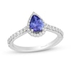 Thumbnail Image 1 of Enchanted Disney Ariel Pear-Shaped Tanzanite and 0.29 CT. T.W. Diamond Frame Engagement Ring in 14K Two-Tone Gold