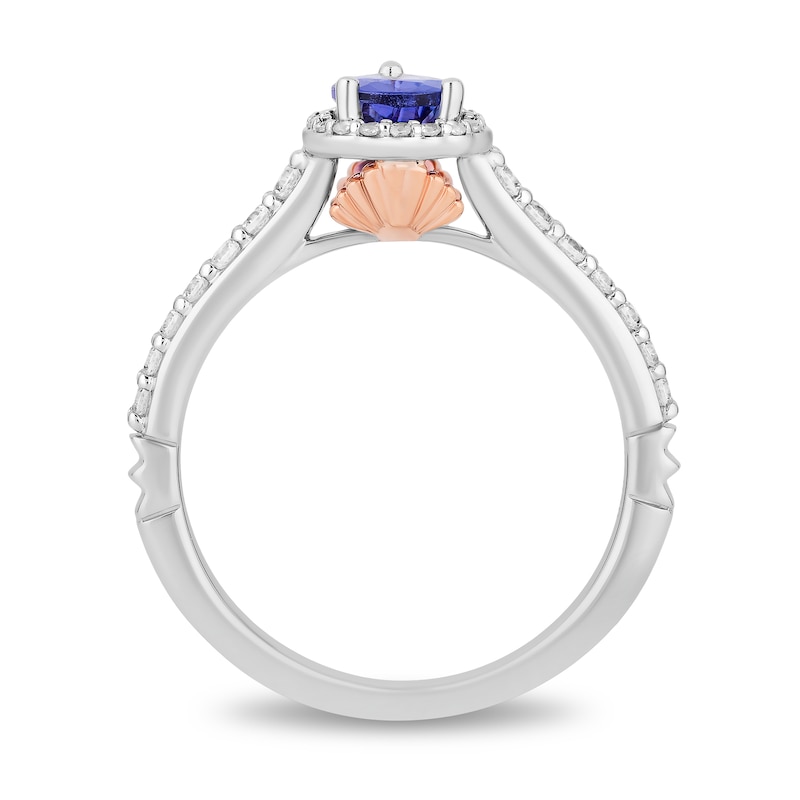 Enchanted Disney Ariel Pear-Shaped Tanzanite and 0.29 CT. T.W. Diamond Frame Engagement Ring in 14K Two-Tone Gold