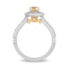 Enchanted Disney Belle Oval Citrine and 0.45 CT. T.W. Diamond Frame Split Shank Engagement Ring in 14K Two-Tone Gold