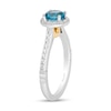 Thumbnail Image 2 of Enchanted Disney Jasmine 6.0mm Swiss Blue Topaz and 0.29 CT. T.W. Diamond Frame Engagement Ring in 14K White Gold