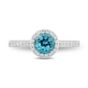 Thumbnail Image 3 of Enchanted Disney Jasmine 6.0mm Swiss Blue Topaz and 0.29 CT. T.W. Diamond Frame Engagement Ring in 14K White Gold