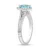 Thumbnail Image 1 of Enchanted Disney Elsa Pear-Shaped Sky Blue Topaz and 0.37 CT. T.W. Diamond Frame Engagement Ring in 14K White Gold