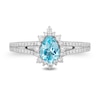Thumbnail Image 3 of Enchanted Disney Elsa Pear-Shaped Sky Blue Topaz and 0.37 CT. T.W. Diamond Frame Engagement Ring in 14K White Gold