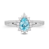 Thumbnail Image 4 of Enchanted Disney Elsa Pear-Shaped Sky Blue Topaz and 0.37 CT. T.W. Diamond Frame Engagement Ring in 14K White Gold