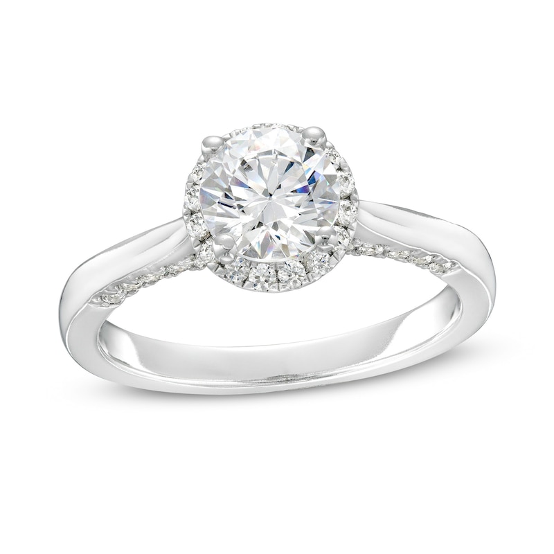 1.38 CT. T.W. Certified Lab-Created Diamond Frame Engagement Ring in 14K White Gold (F/SI2)