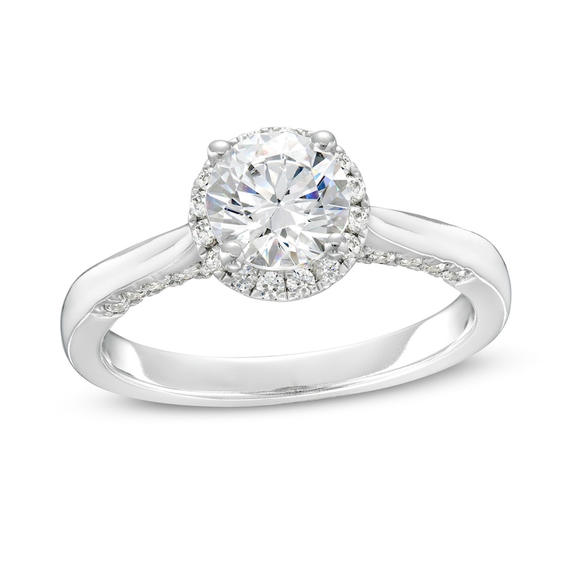 1.38 CT. T.W. Certified Lab-Created Diamond Frame Engagement Ring in 14K White Gold (F/SI2)|Peoples Jewellers