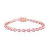 Thumbnail Image 1 of Pear-Shaped Pink Lab-Created Sapphire Tennis Bracelet in Sterling Silver with Rose Rhodium - 7.25"