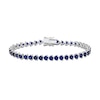 4.0mm Heart-Shaped Blue Lab-Created Sapphire Tennis Bracelet in Sterling Silver - 7.5"