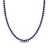 Thumbnail Image 1 of 4.0mm Heart-Shaped Blue Lab-Created Sapphire Tennis Necklace in Sterling Silver