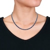 Thumbnail Image 2 of 4.0mm Heart-Shaped Blue Lab-Created Sapphire Tennis Necklace in Sterling Silver