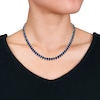 Thumbnail Image 1 of Pear-Shaped Blue Lab-Created Sapphire Tennis Necklace in Sterling Silver