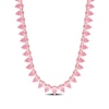 Pear-Shaped Pink Lab-Created Sapphire Tennis Necklace in Sterling Silver with Rose Rhodium