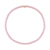Pear-Shaped Pink Lab-Created Sapphire Tennis Necklace in Sterling Silver with Rose Rhodium