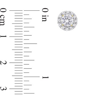 White Lab-Created Sapphire Frame Necklace and Stud Earrings Set in Sterling Silver with Yellow Rhodium