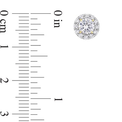 White Lab-Created Sapphire Frame Necklace and Stud Earrings Set in Sterling Silver with Yellow Rhodium