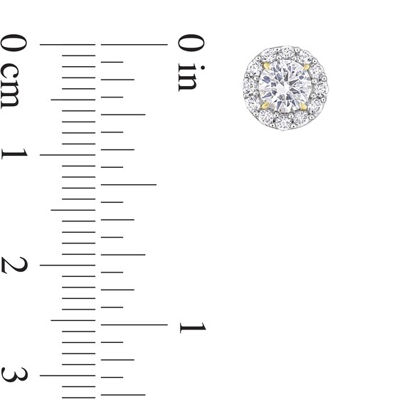White Lab-Created Sapphire Frame Necklace and Stud Earrings Set in Sterling Silver with Yellow Rhodium