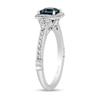 Enchanted Disney Cinderella Princess-Cut London Blue Topaz and 0.37 CT. T.W. Diamond Engagement Ring in 14K White Gold