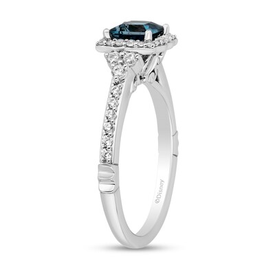 Enchanted Disney Cinderella Princess-Cut London Blue Topaz and 0.37 CT. T.W. Diamond Engagement Ring in 14K White Gold