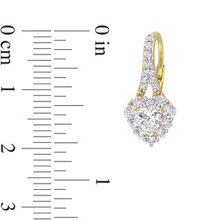 Heart-Shaped White Lab-Created Sapphire Frame Pendant and Drop Earrings Set in Sterling Silver with Yellow Rhodium
