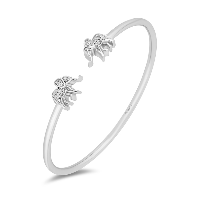 Disney Treasures The Lion King 0.085 CT. T.W. Diamond Elephant Open Bangle in Sterling Silver|Peoples Jewellers