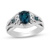 Thumbnail Image 0 of Enchanted Disney Cinderella Oval London Blue Topaz and 0.145 CT. T.W. Diamond Twist Shank Ring in Sterling Silver