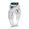 Thumbnail Image 2 of Enchanted Disney Cinderella Oval London Blue Topaz and 0.145 CT. T.W. Diamond Twist Shank Ring in Sterling Silver