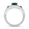 Thumbnail Image 3 of Enchanted Disney Cinderella Oval London Blue Topaz and 0.145 CT. T.W. Diamond Twist Shank Ring in Sterling Silver