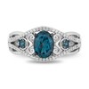 Thumbnail Image 3 of Enchanted Disney Cinderella Oval London Blue Topaz and 0.145 CT. T.W. Diamond Twist Shank Ring in Sterling Silver