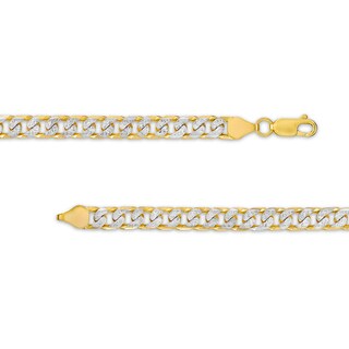5.5mm Diamond-Cut Reversible Curb Chain Necklace in Hollow 10K Two-Tone Gold