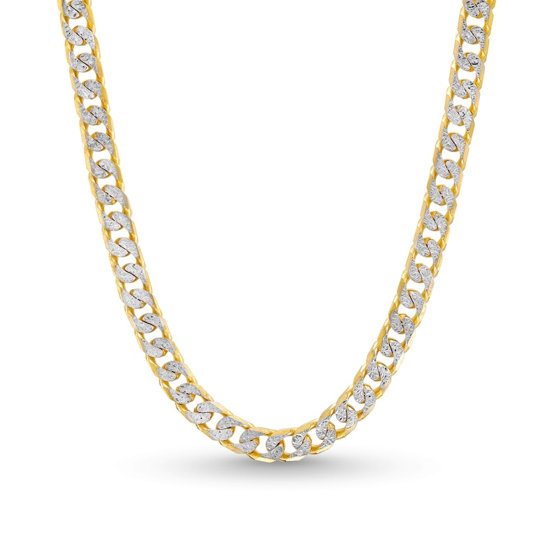 Main Image 1 of 5.5mm Diamond-Cut Reversible Curb Chain Necklace in Hollow 10K Two-Tone Gold - 22"