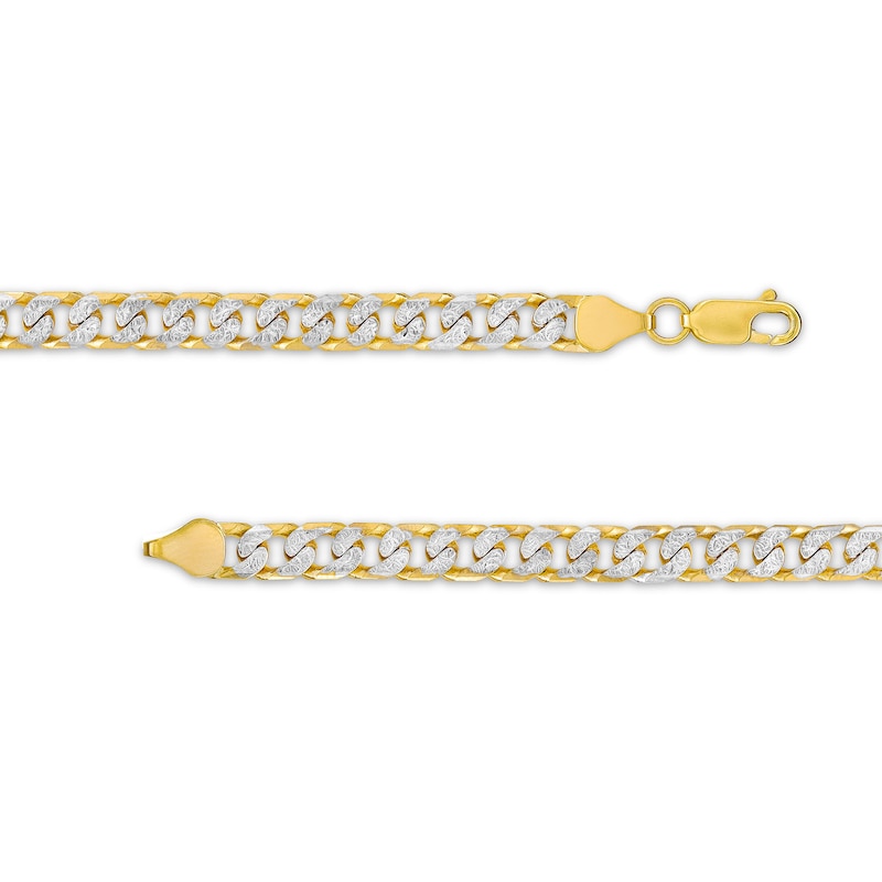 Main Image 3 of 5.5mm Diamond-Cut Reversible Curb Chain Necklace in Hollow 10K Two-Tone Gold - 22"