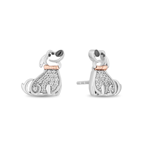 Disney Treasures Up 0.085 CT. T.W. Diamond Dug Stud Earrings in Sterling Silver and 10K Rose Gold