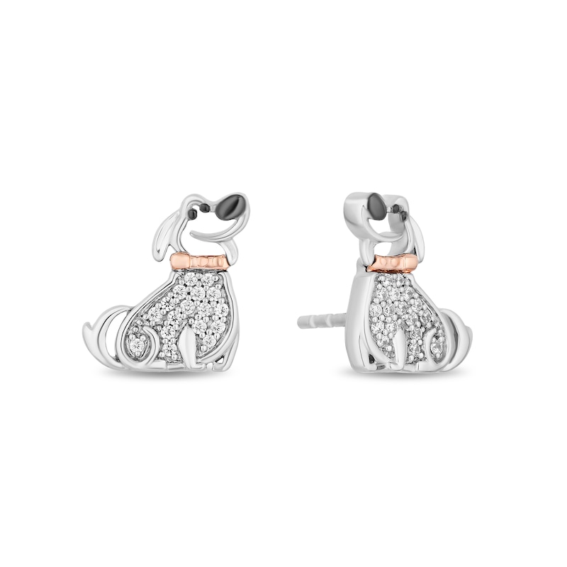 Disney Treasures Up 0.085 CT. T.W. Diamond Dug Stud Earrings in Sterling Silver and 10K Rose Gold