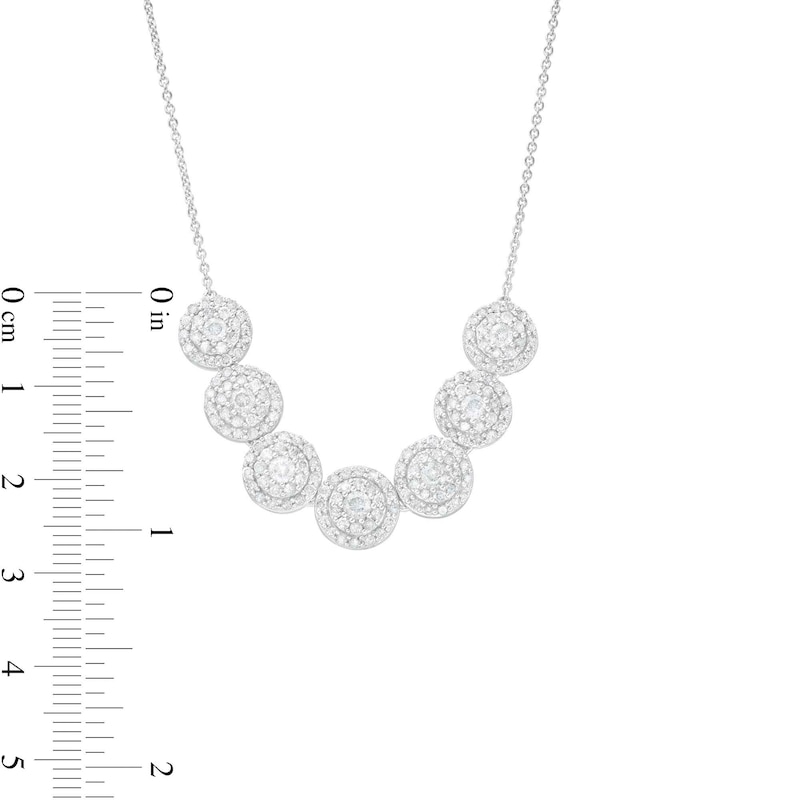 CT. T.W. Multi-Diamond Frame Seven Circle Graduated Necklace in 10K White Gold