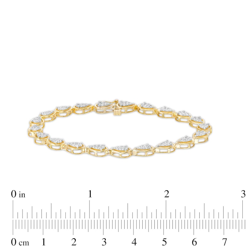 Main Image 4 of 0.95 CT. T.W. Pear-Shaped Multi-Diamond Line Bracelet in 10K Gold