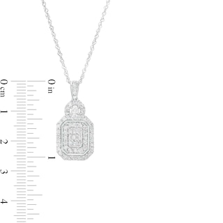 0.95 CT. T.W. Emerald-Shaped Multi-Diamond Double Frame Pendant in 10K White Gold